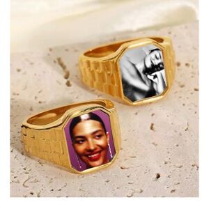 Gold Octagonal Photo Rings